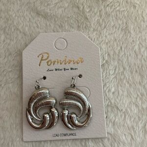 Pomina Silver Curved Drop Earrings